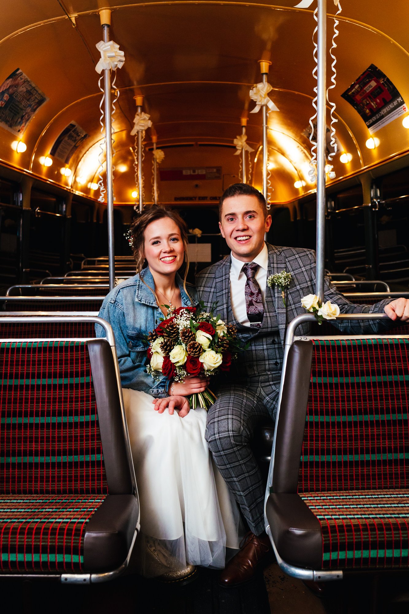 Winter Weddings1 Winter weddings - Couple on vintage bus on there wedding day