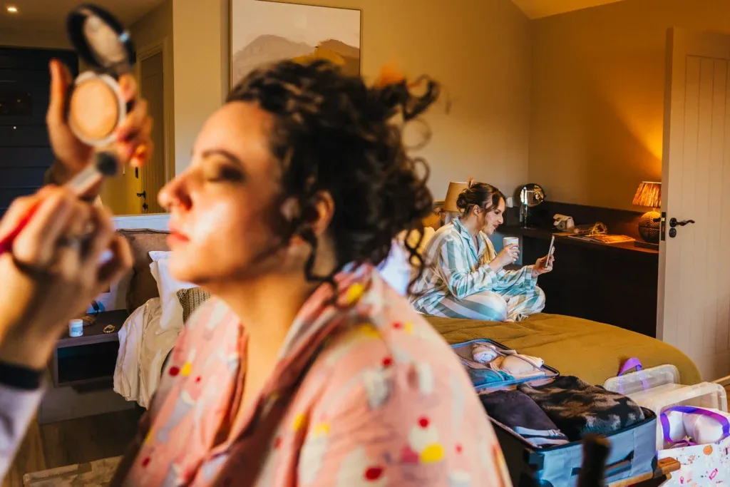 Bride getting ready at Chester Zoo
