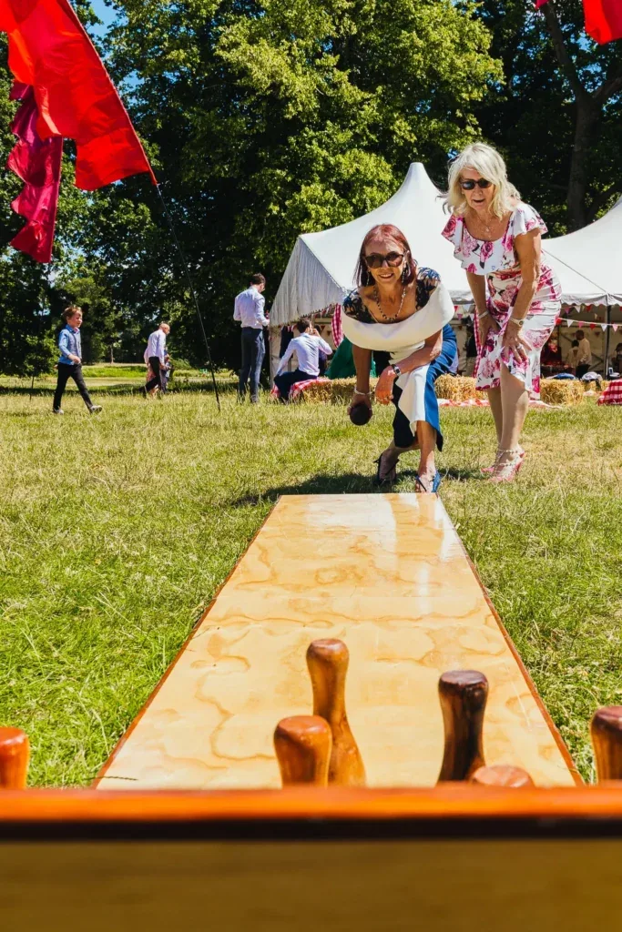 Guests playing garden games on the lawn